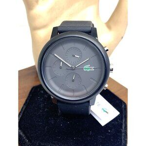 Lacoste Men's Watch 2011243 Quartz Chronograph Black Dial Rubber Strap 43mm